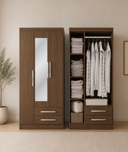 3-Door Wardrobe With Mirror